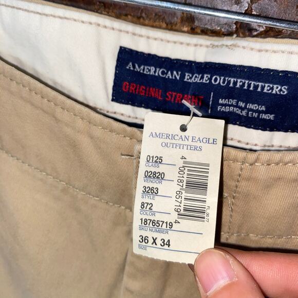 NWT American Eagle Outfitters Khaki Original Straight Pants Men's Size 36x34 - Picture 3 of 5